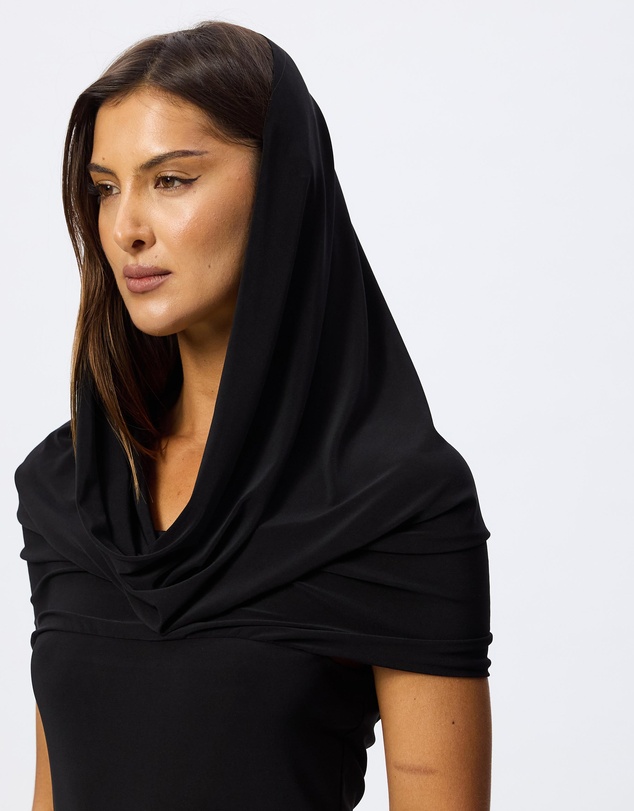Norma Kamali - Sleeveless Cowl Neck Hooded Midi Dress