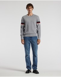 Calibre - Contrast Stripe Crew Sweater Silver