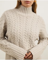 Atmos&Here - Orla Funnel Neck Chunky Cable Knit Jumper