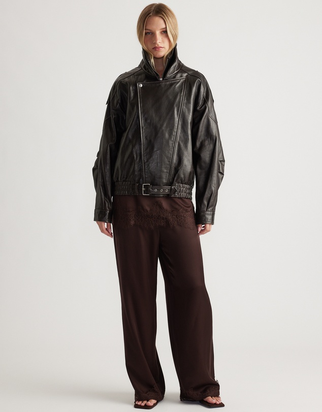 Decjuba - Laine Satin Lace Trim Pants