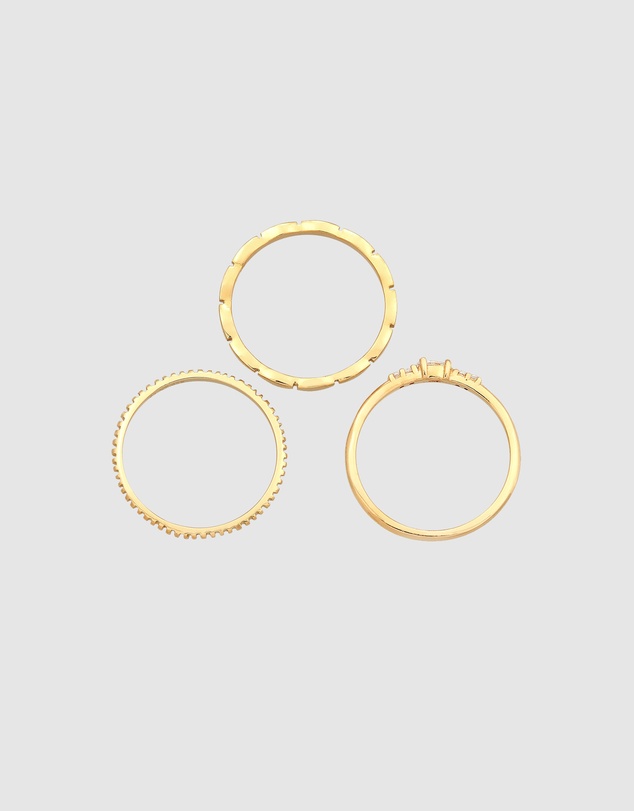 Elli Jewelry - Zirconia Stacking Ring Set in Gold-Plated 925 Silver
