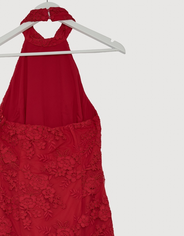 Revibe - Repaired CHANCERY Lara Lace High Neck Halter Maxi Dress - AU 8