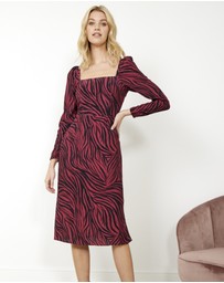 Sosandar - Zebra Square Neck Midi Dress