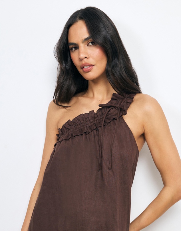 AERE - Suki One Shoulder Gathered Maxi Dress