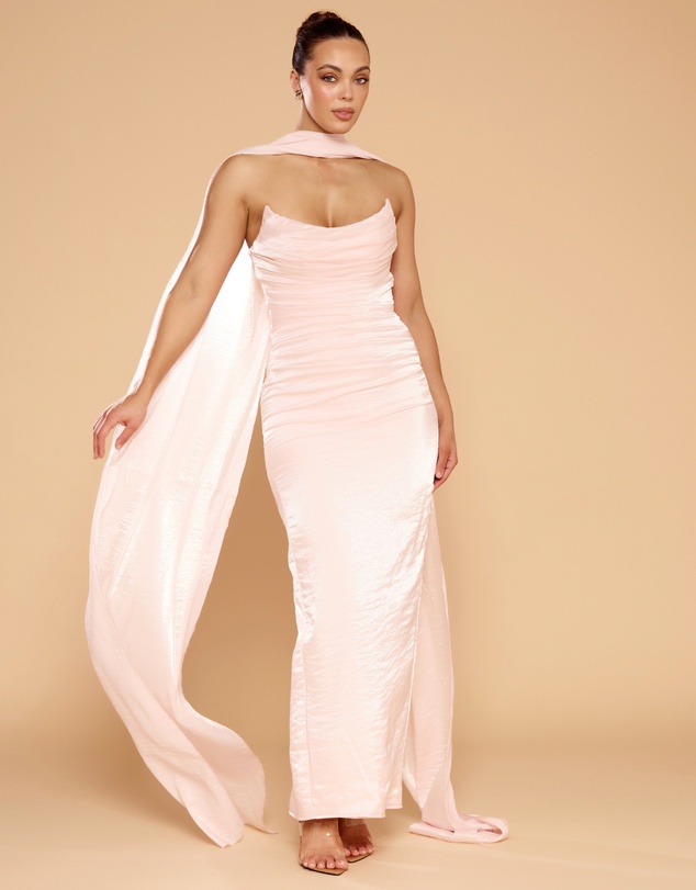 CATHERINE FERRARO - Evangeline Strapless Gown with Scarf