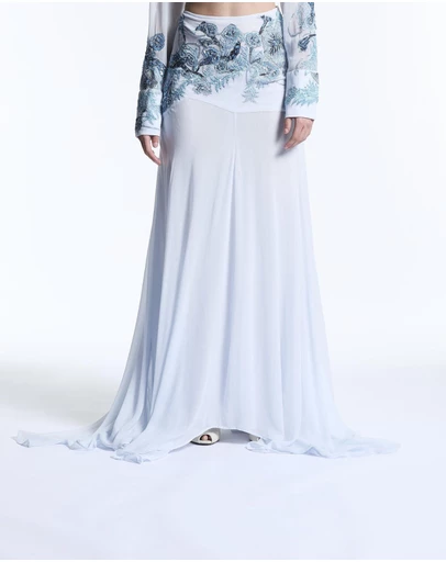 Muma World - Blue Vine Embroidered Skirt