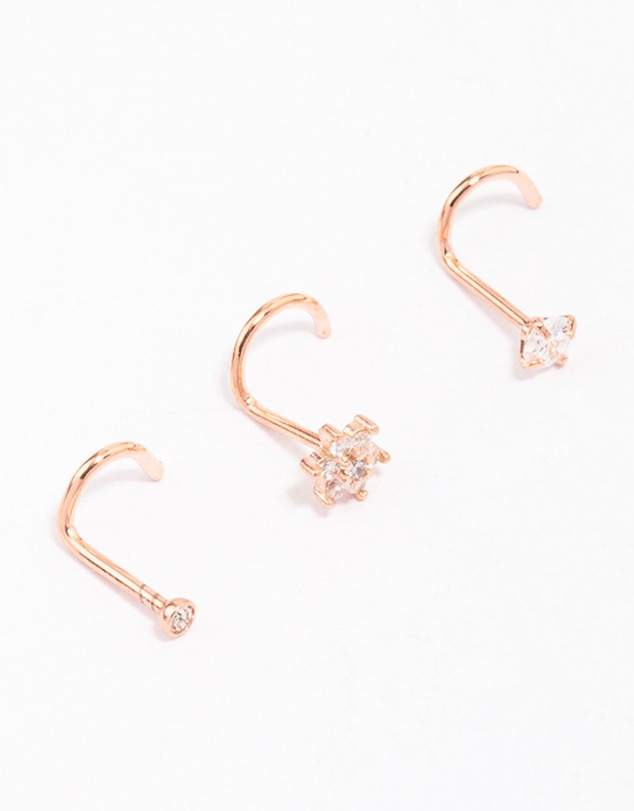 Lovisa - Rose Gold Plated Surgical Steel Flower Nose Piercing 3-Pack