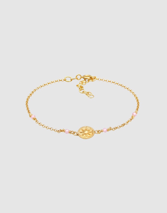 Elli Jewelry - Sun Pink Quartz Bracelet in Gold-Plated 925 Silver