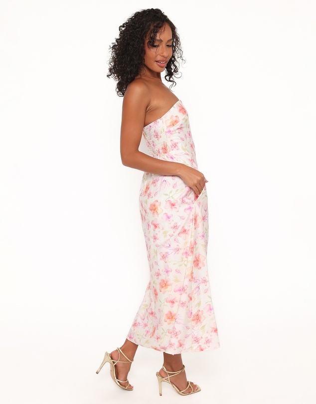 Petal & Pup - Coralin Strapless Maxi Dress - Pink Floral