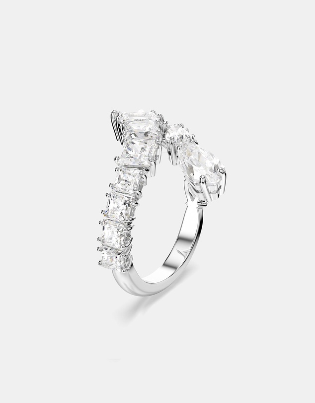 Swarovski - Matrix ring, Mixed cuts, White, Rhodium plated