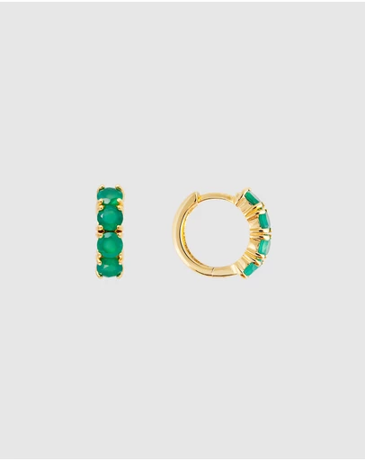 FAIRLEY - Green Agate Midi Hoops