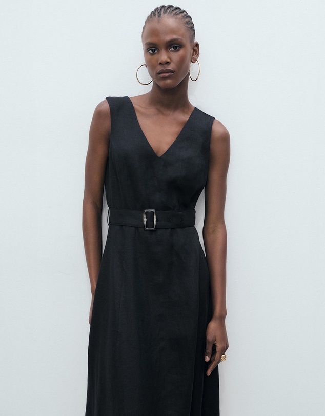 M.N.G - Laura Flared Linen Dress