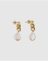 Oxford - Ash Chain/Pearl Earrings