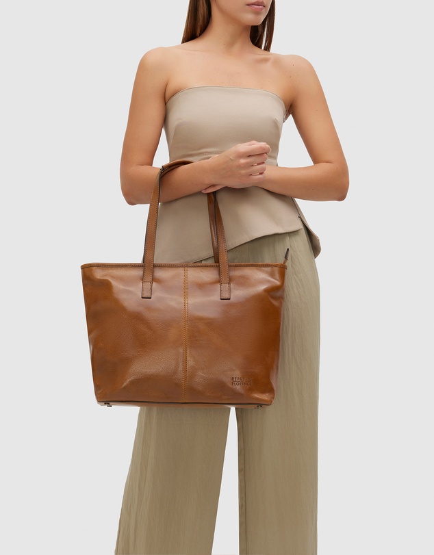 Florence - The Beatrice Tan Leather Tote Work Bag