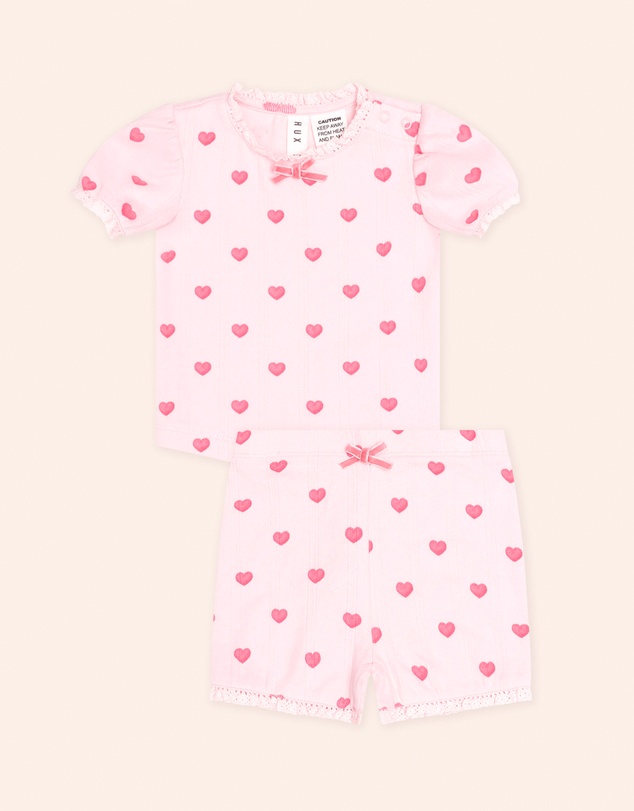 Huxbaby - I Heart You Pointelle Puff Sleeve Pyjamas - Babies-Teens