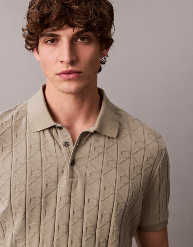 Calvin Klein - Allover Emblem Logo Jacquard Polo Shirt