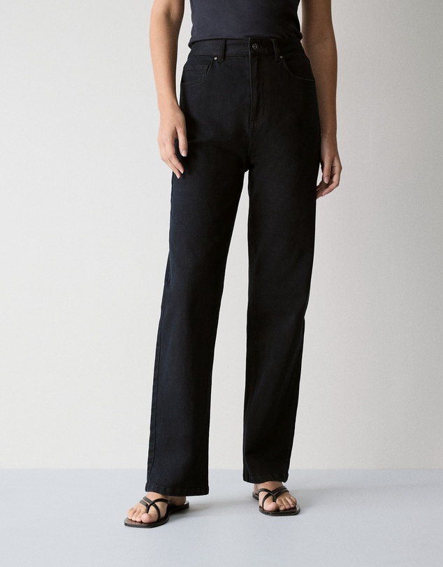 Trenery - High Rise Straight Leg Jean in Blue Black