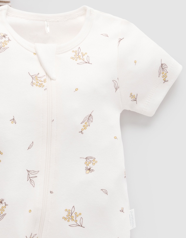 Purebaby - 2 Pack Short Zip Growsuit -Babies