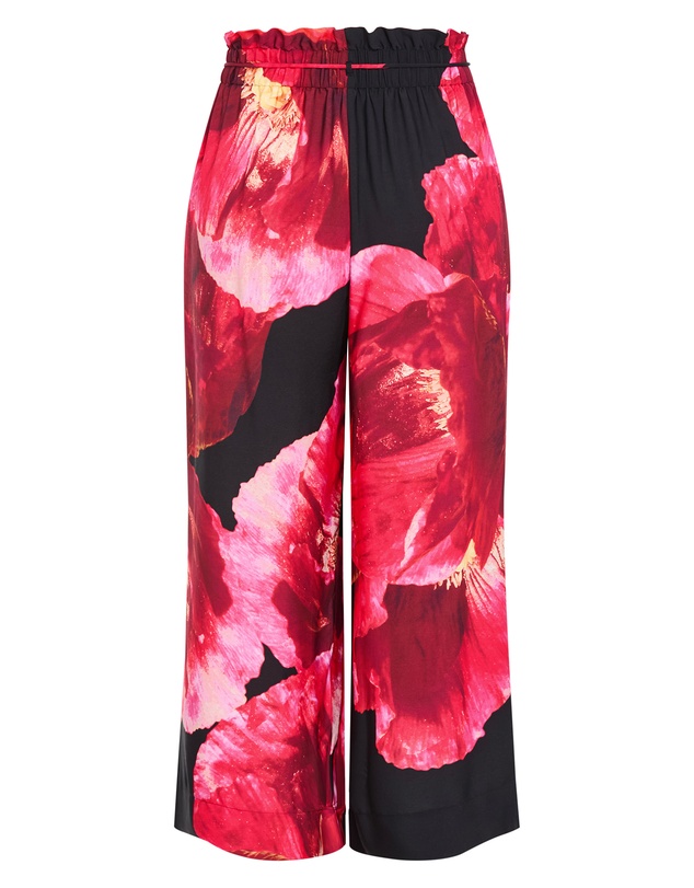 City Chic - Plus size Shania Floral Print Wide Leg Pant - black