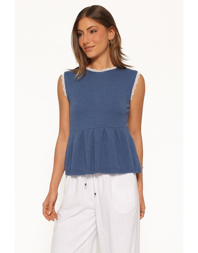 Petal & Pup - Zivia Knit Peplum Top - Blue