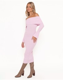 Petal & Pup - Domitia Off Shoulder Knit Dress - Purple