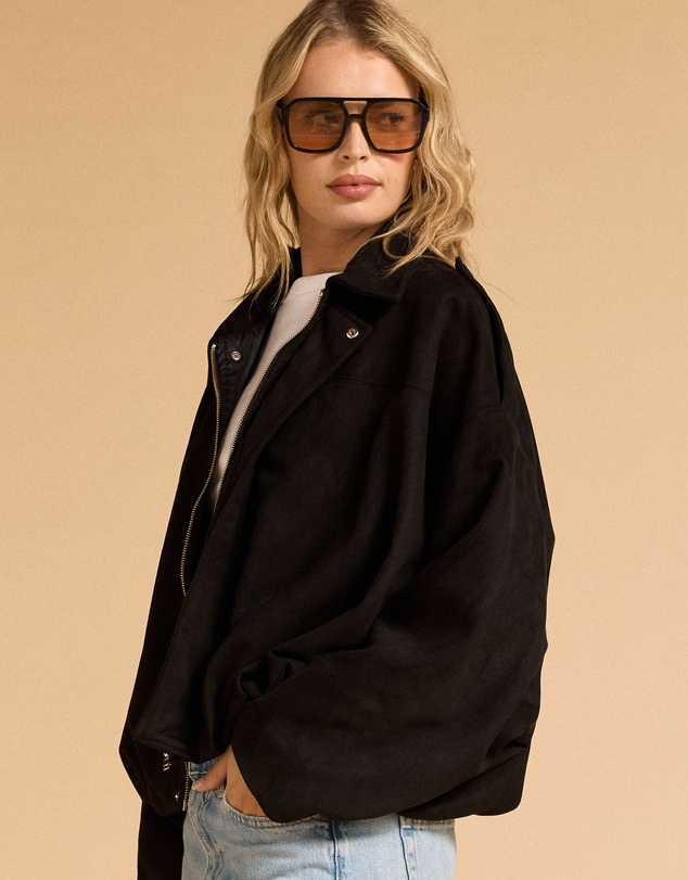 MVN - Faux Suede Bomber Jacket