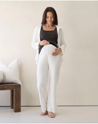 Angel Maternity - Deanna 2-piece Maternity Lounge Wear Set in White