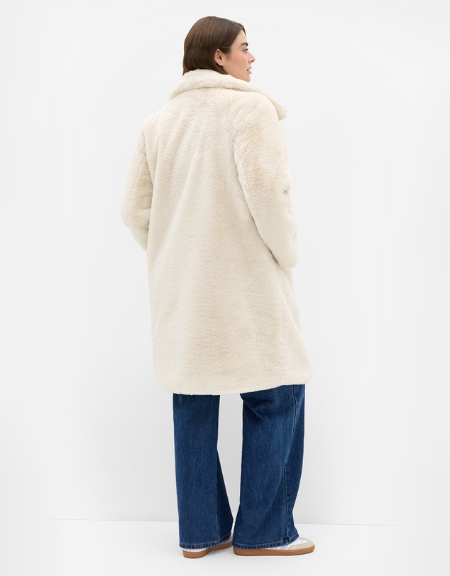 City Chic - Plus size Remi Faux Fur Coat - cream