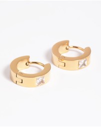 Lovisa - Waterproof Gold Plated Stainless Steel Cubic Zirconia Huggie Hoop Earrings