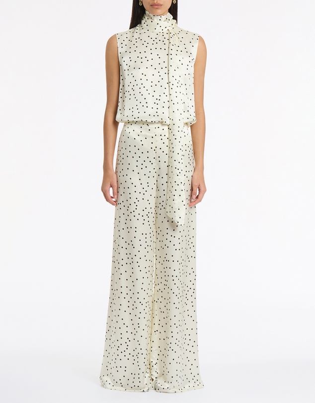Carla Zampatti - Monochrome Dot Silk Viscose Palazzo Pant