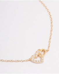 Lovisa - Gold Plated Sterling Silver Cubic Zirconia Heart Link Bracelet