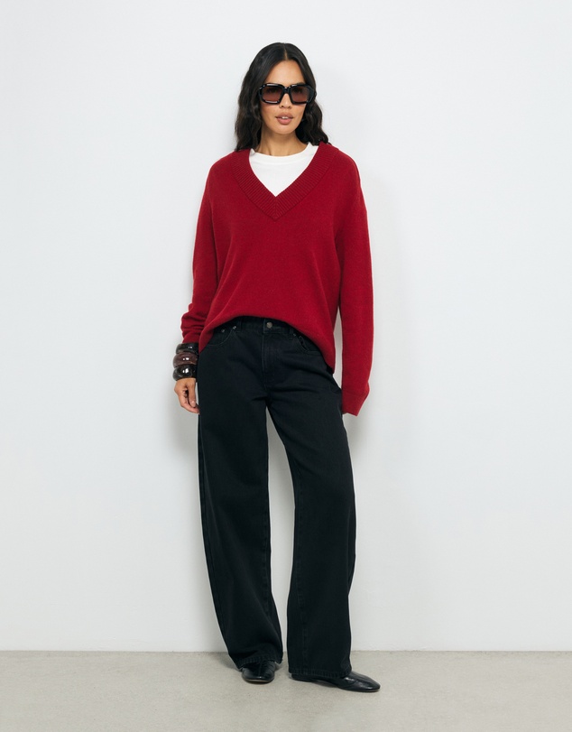 AERE - Nelu Merino Wool Blend V Neck Knit Jumper