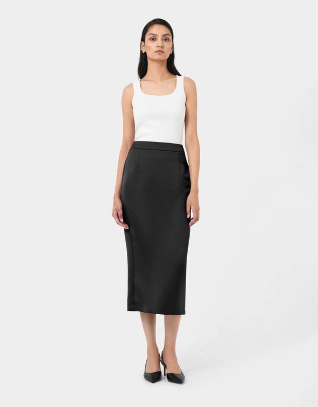 Forcast - Bel Tailored Satin Midi Skirt
