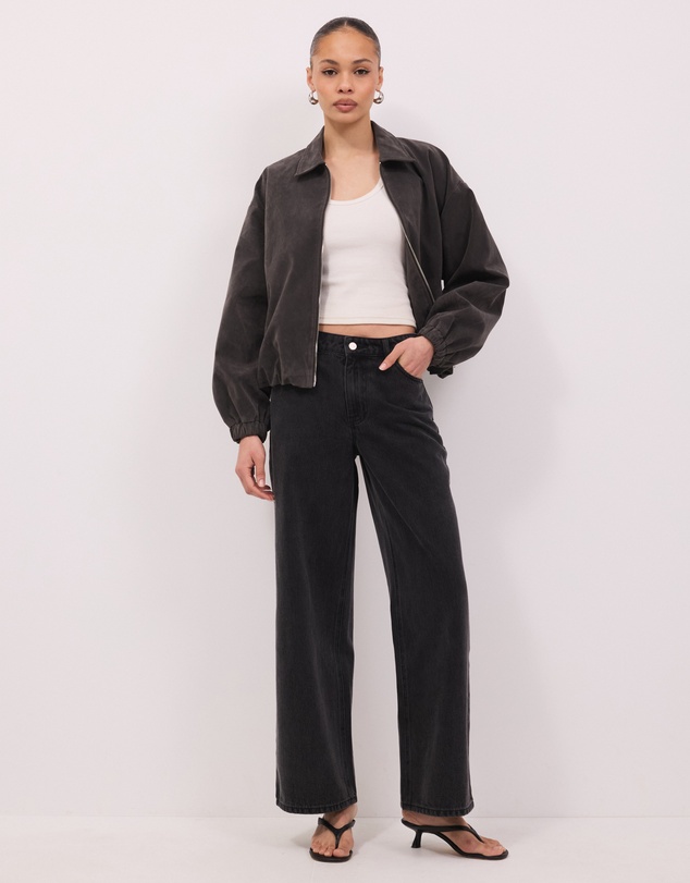 Calli - Hayden Faux Suede Bomber Jacket