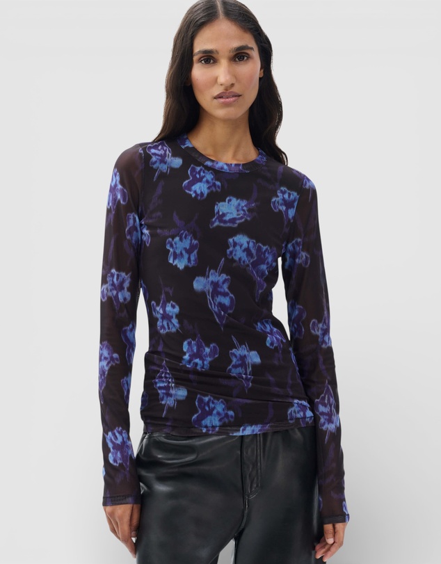 rag & bone - Yana Printed Mesh Long Sleeve Tee