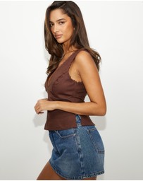 Dazie - Weekend Wine Linen Blend Top