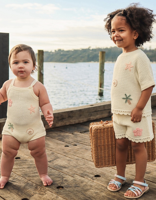 Kynd Baby - Crochet Romper in Coconut