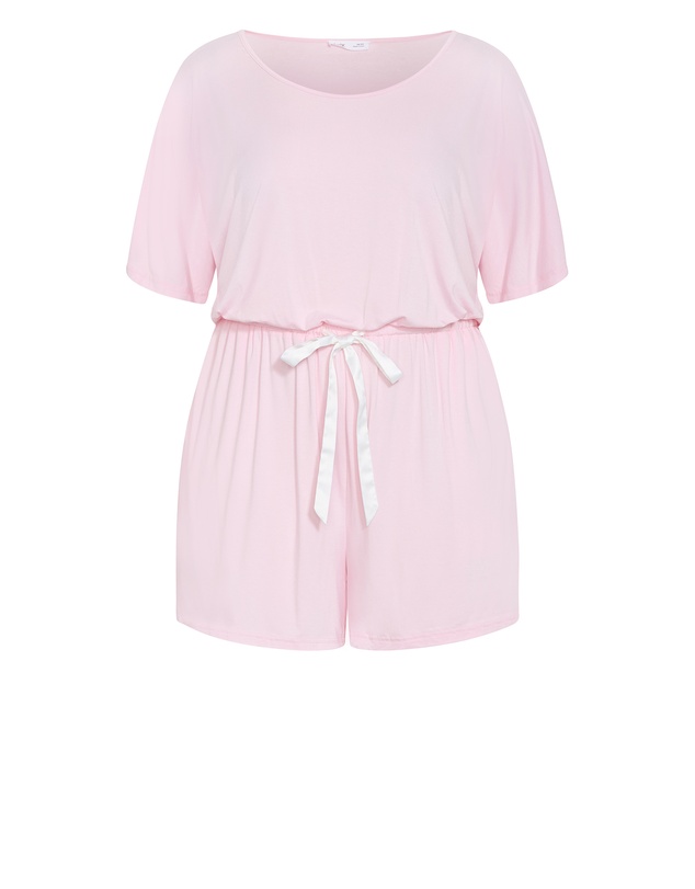 City Chic - Plus size Cara Sleep Romper - baby pink