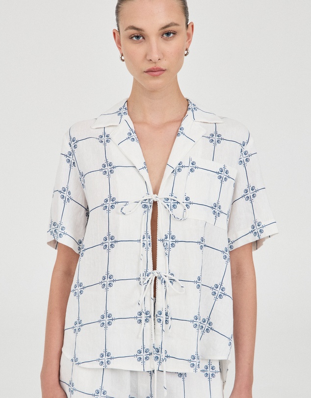 FRIEND of AUDREY - Seashell Linen Tie Top