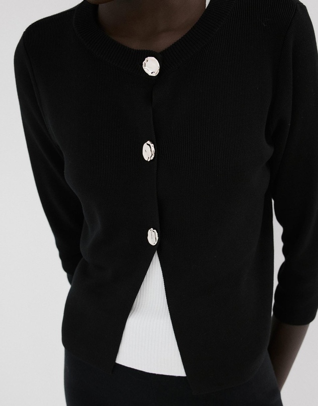 M.N.G - Knitted Cardigan With Jewel Button