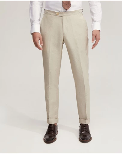 Oxford - Byron Wool Linen Cuffed Suit Trousers