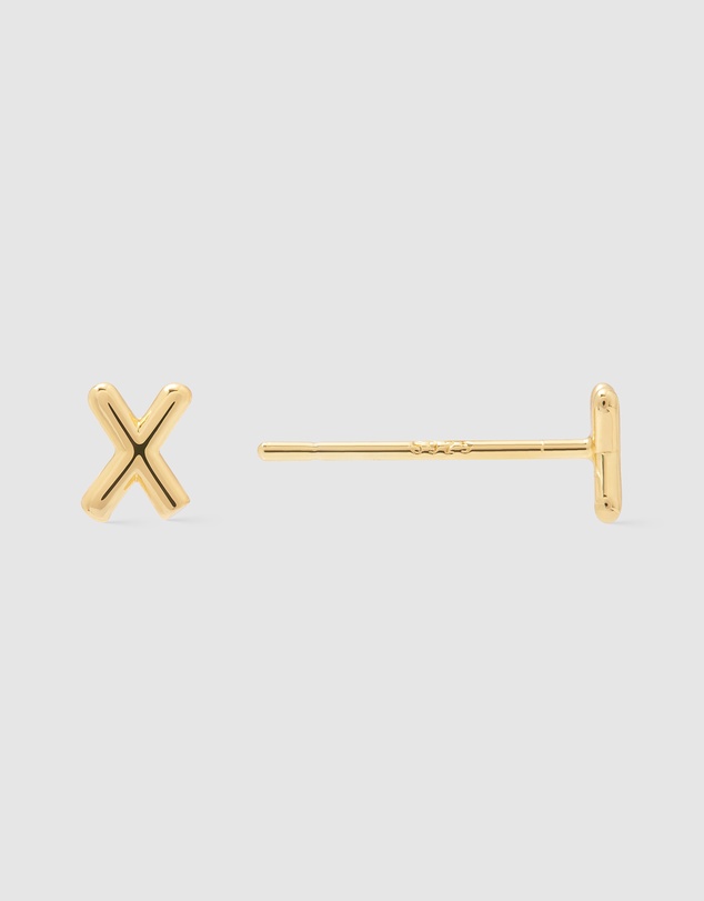 Wanderlust + Co - Alphabet Bubble Gold Stud Earrings - Letter X