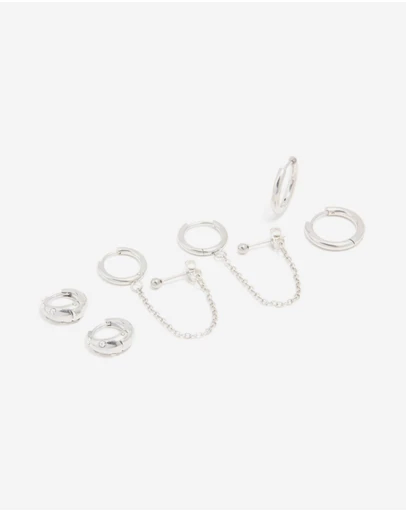 Lovisa - Waterproof Stainless Steel Chain & Huggie Earrings 3-Pack
