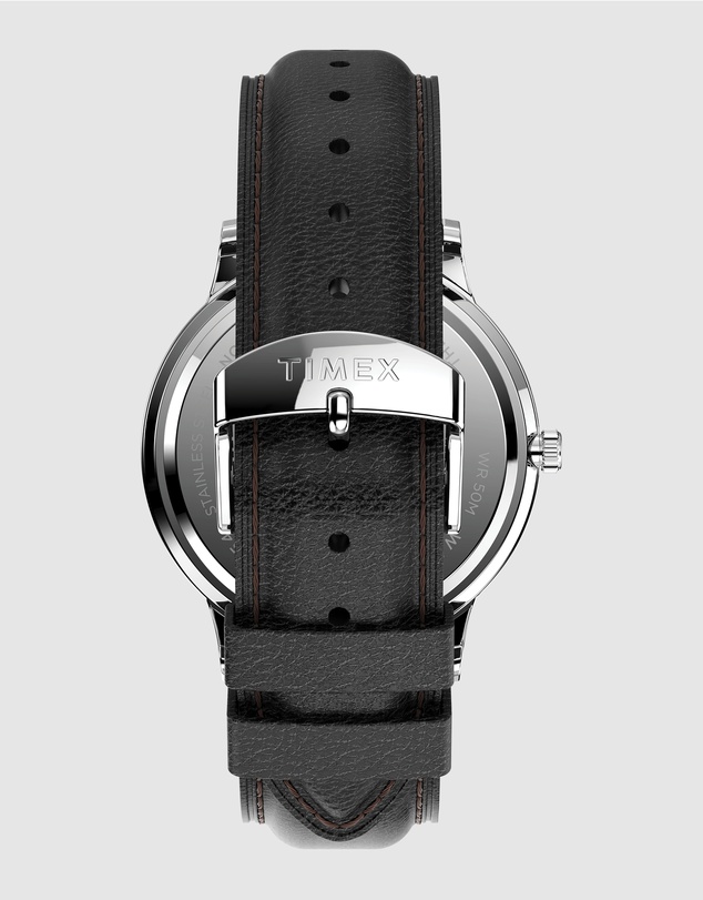 TIMEX - Timex Waterbury Classic 40mm Stainless Steel Case with Black Leather Strap