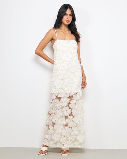 White Floral Sequin