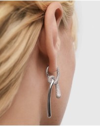 PDPAOLA - Pave Twist Silver Hoop Earrings