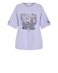 City Chic - Plus size Western Soul Oversized Tee - lilac