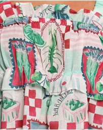 Petal & Pup - Annis Frill Sleeve Mini Dress - Aqua
