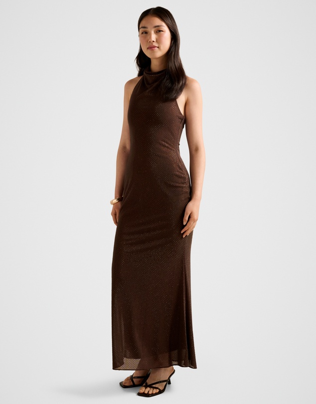 Forever New - Ariana Halter Neck Heatseal Maxi Dress