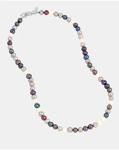 Dower & Hall - Men's Mixed Freshwater Pearl Necklace In Sterling Silver